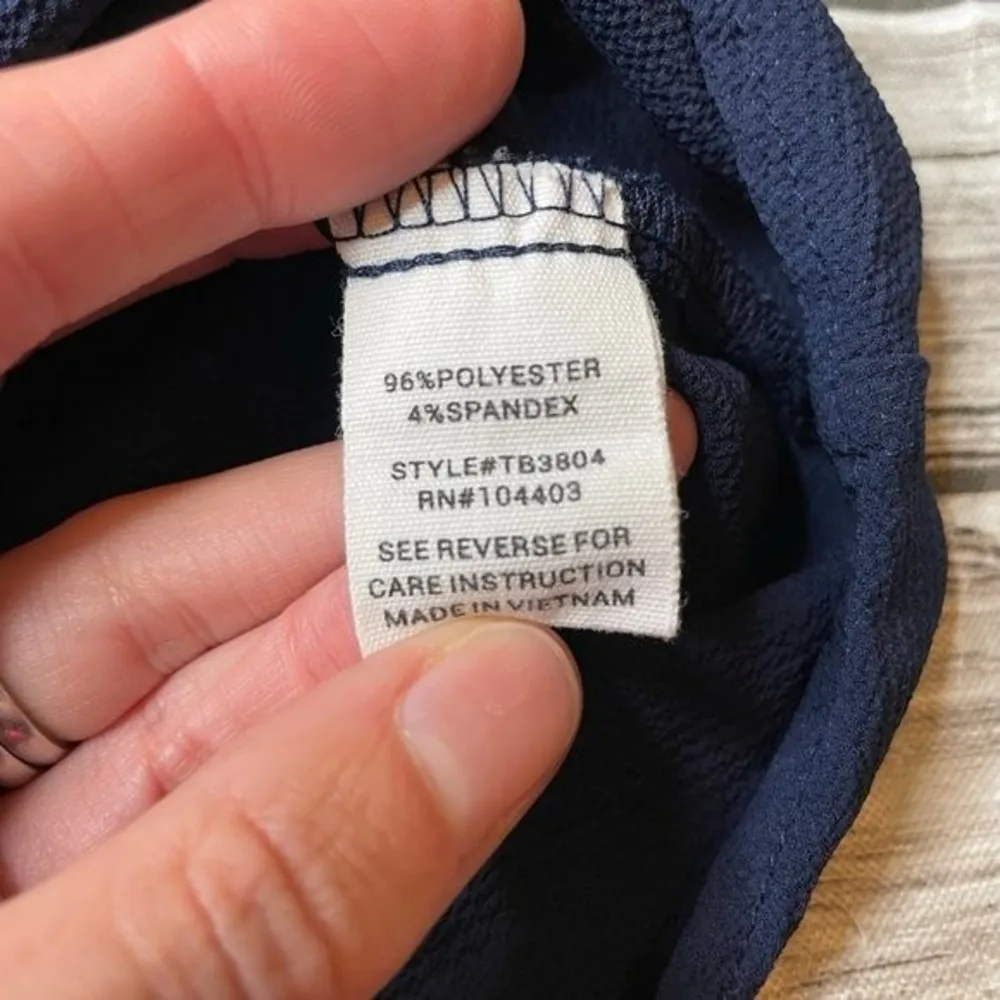 Mine Casual Short Sleeve Top Shirt Blouse Dark Navy Blue Brushed Gold S SM Small - Image 10