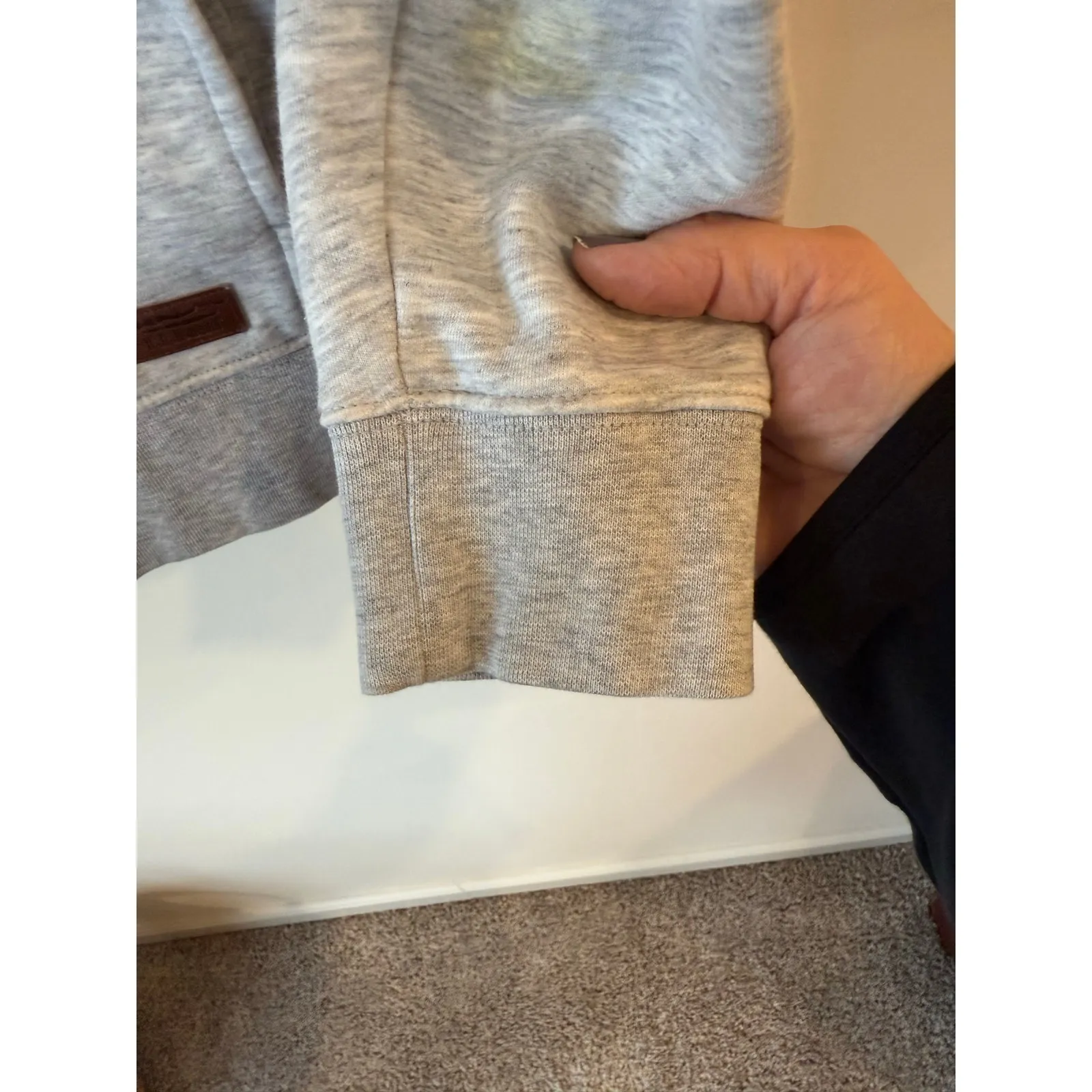 L.L.Bean Quilted Snap Button Hoodie Sweatshirt Heather Gray Women's Size Medium - Image 3