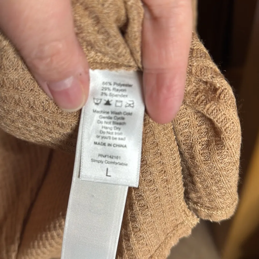 NWT LuLaRoe KRISTEN COWL NECK PULLOVER Tan Relaxed Fit Size Large - Image 7