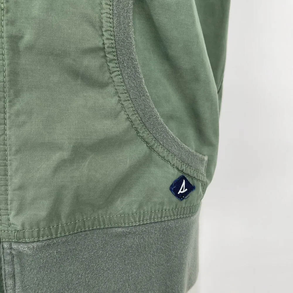 Sperry Top Sider Hide Away Hoodie Vest Thyme with Orange Accents Size Small - Image 3