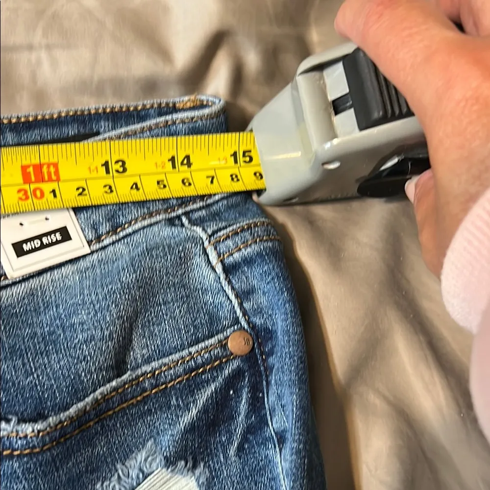 Judy Blue Medium Blue Distressed Ankle Jeans - Image 11