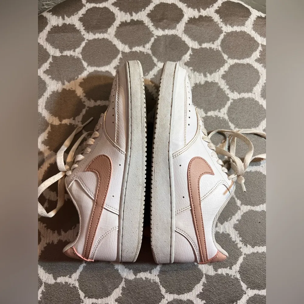 Nike White and Pink Retro Sneakers Court Vision  with Leather Upper gently worn - Image 10