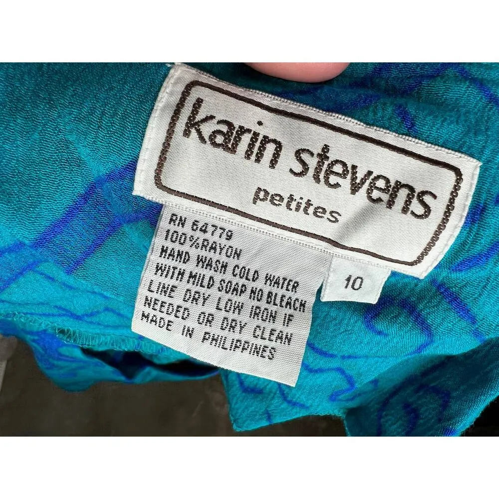 Sun dress maxi tribal boho geometric 1990s blue teal green swallow tail top - Image 14