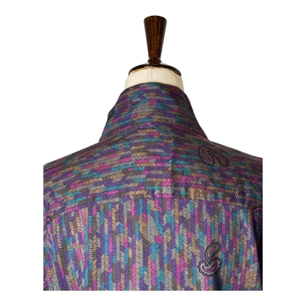 Diane Von Furstenberg‎ Shirt Women 16 Purple Paisley Retro Vintage Button Down - Image 5