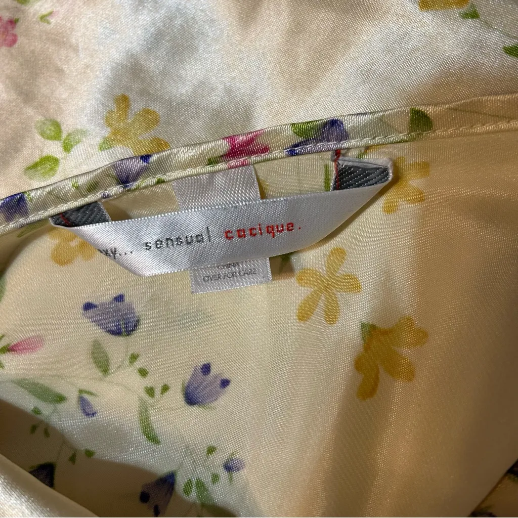 Cacique Yellow Ditsy Floral Satin Slip Chemise Plus Size 18/20 Lingerie Cottage - Image 8