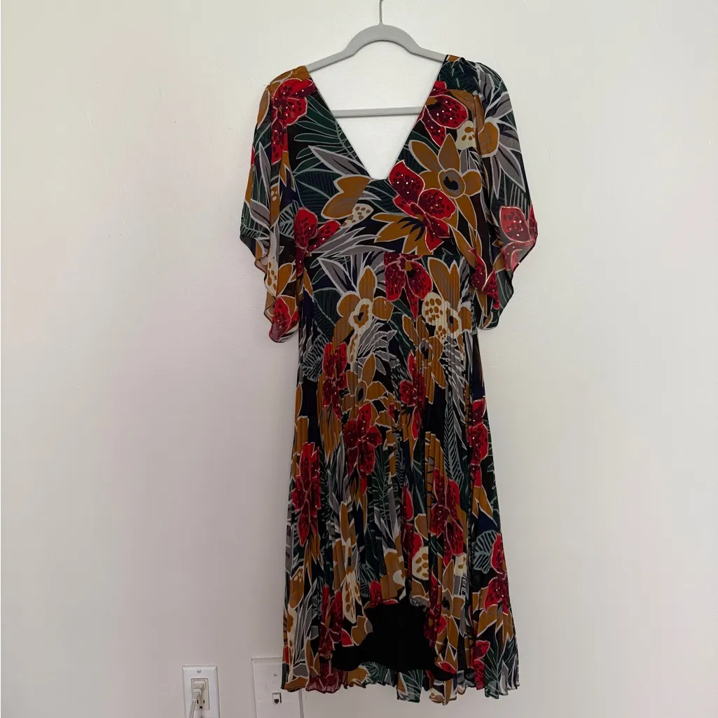 Club Monaco Zorbina Pleated Floral Midi Dress - Image 7