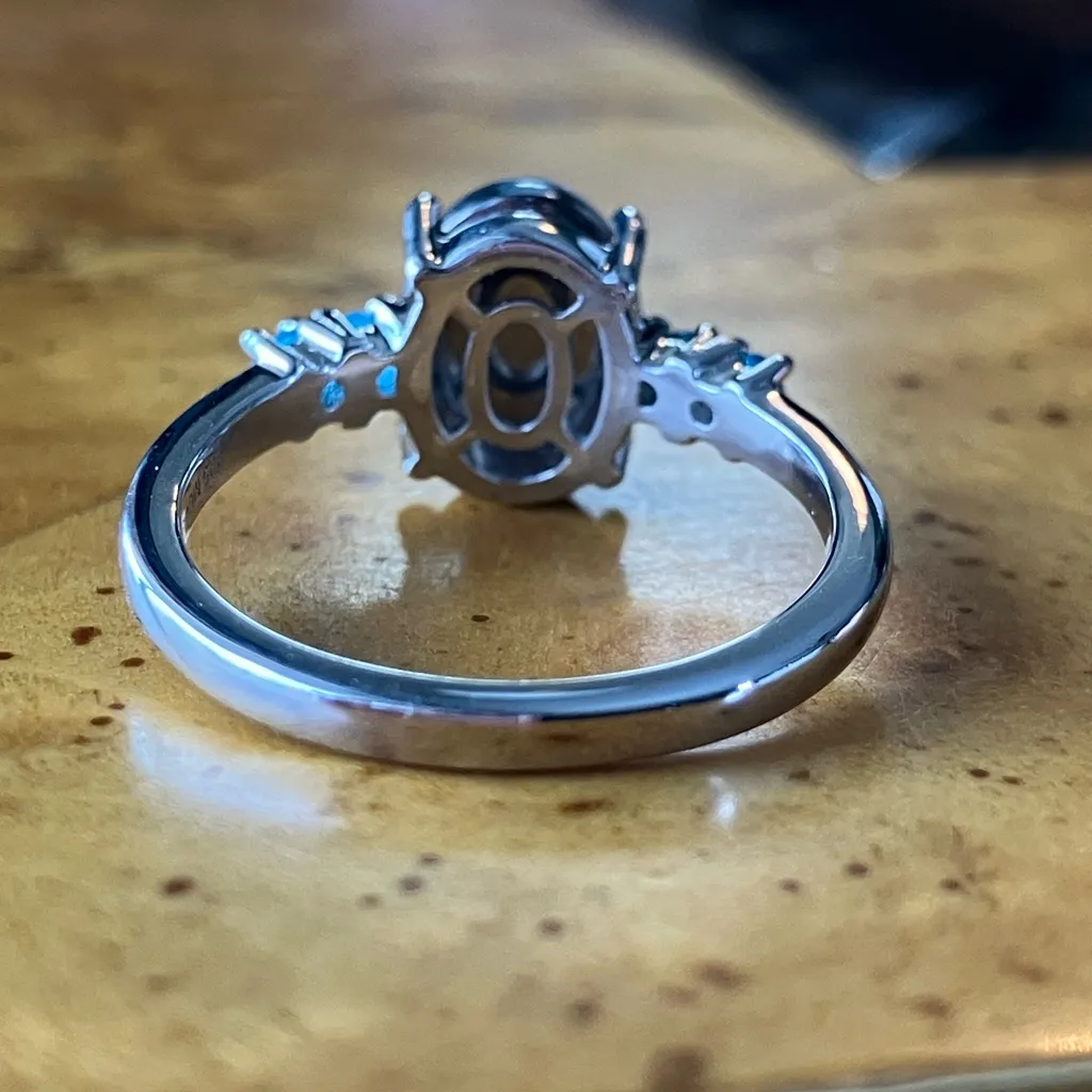 Aurora Moonstone Blue Apatite Sterling Silver Ring Size 9 - Image 5