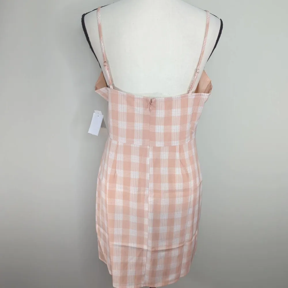 NWT |‎ BP. Square Neck Strappy Coral & White Gingham Dress - Image 5