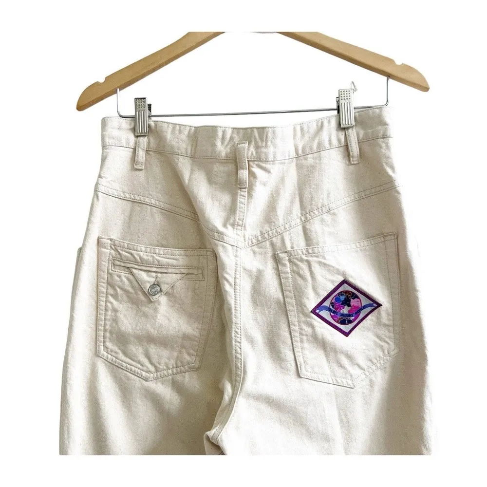 Isabel Murant Denim Jeans Tapered Leg Back Logo Cream Size 6 - Image 3