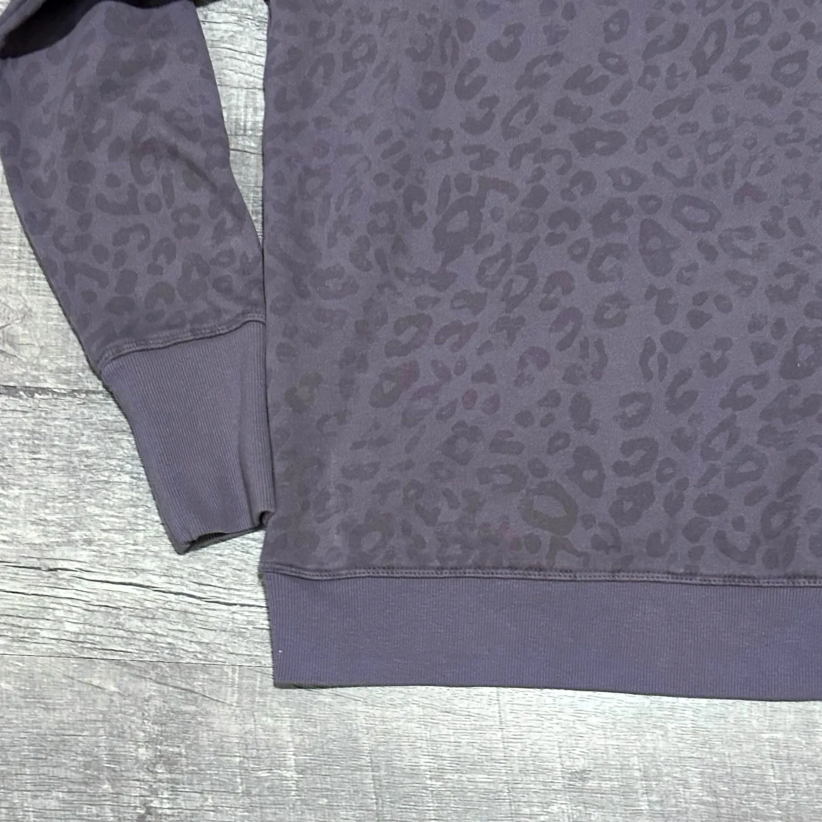 Calvin Klein Crossover Neck Hoodie Sweatshirt Womens S Purple Leopard Print - Image 5