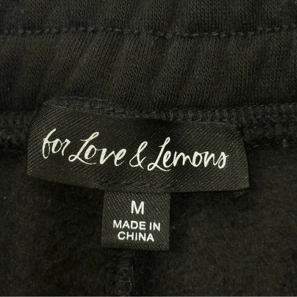 For Love And Lemons Julie Sweatpants Rose Embroidered Black Medium Coquette Chic - Image 9