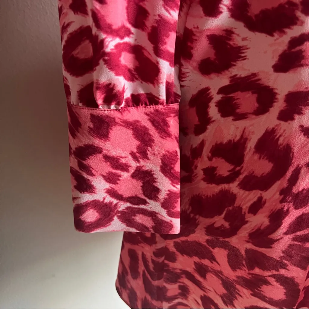 Kate Spade Pink and Red Leopard Long Sleeve Above Knee Dress - Image 9