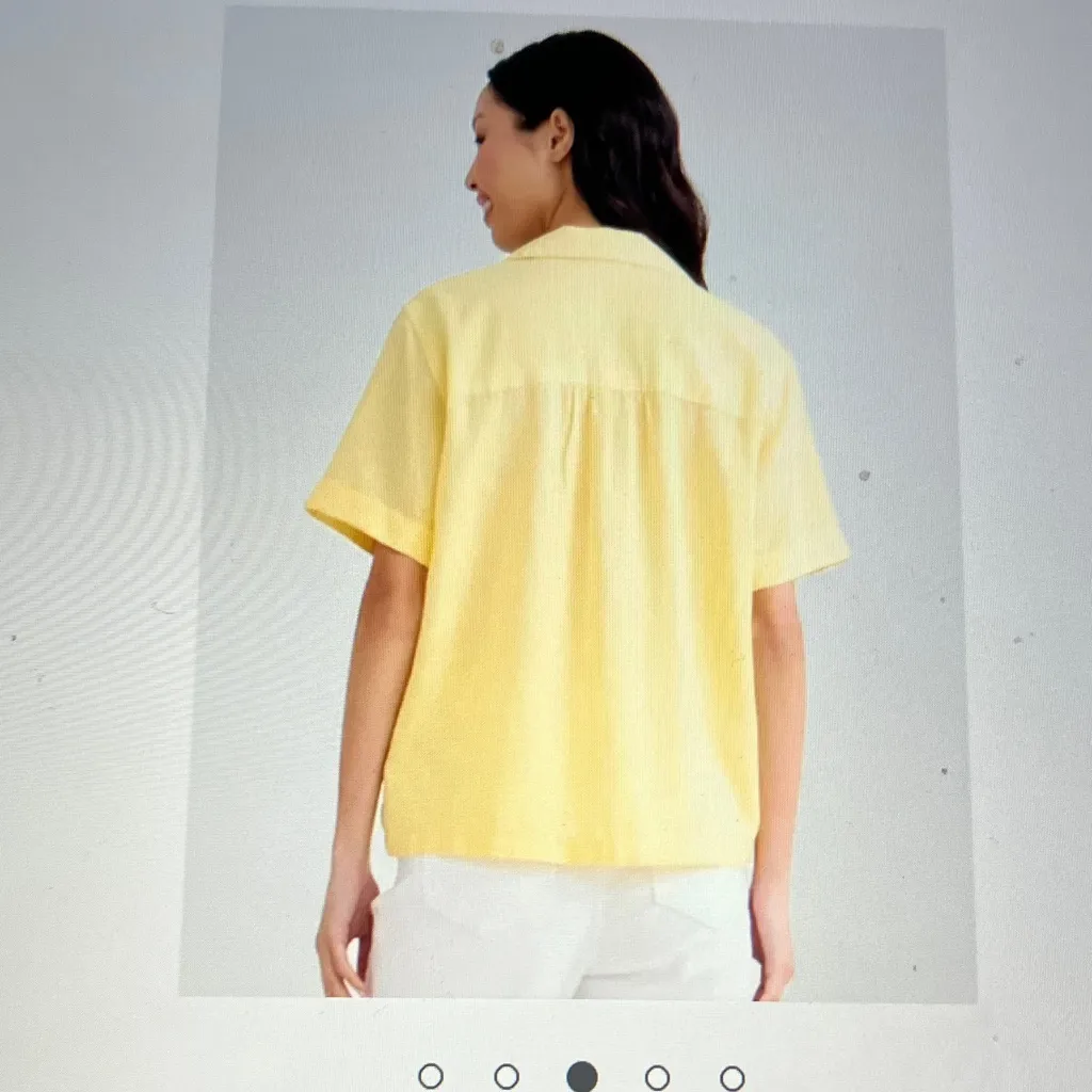 Stars Above  lemon Yellow Button Down Shirt linen - Image 3