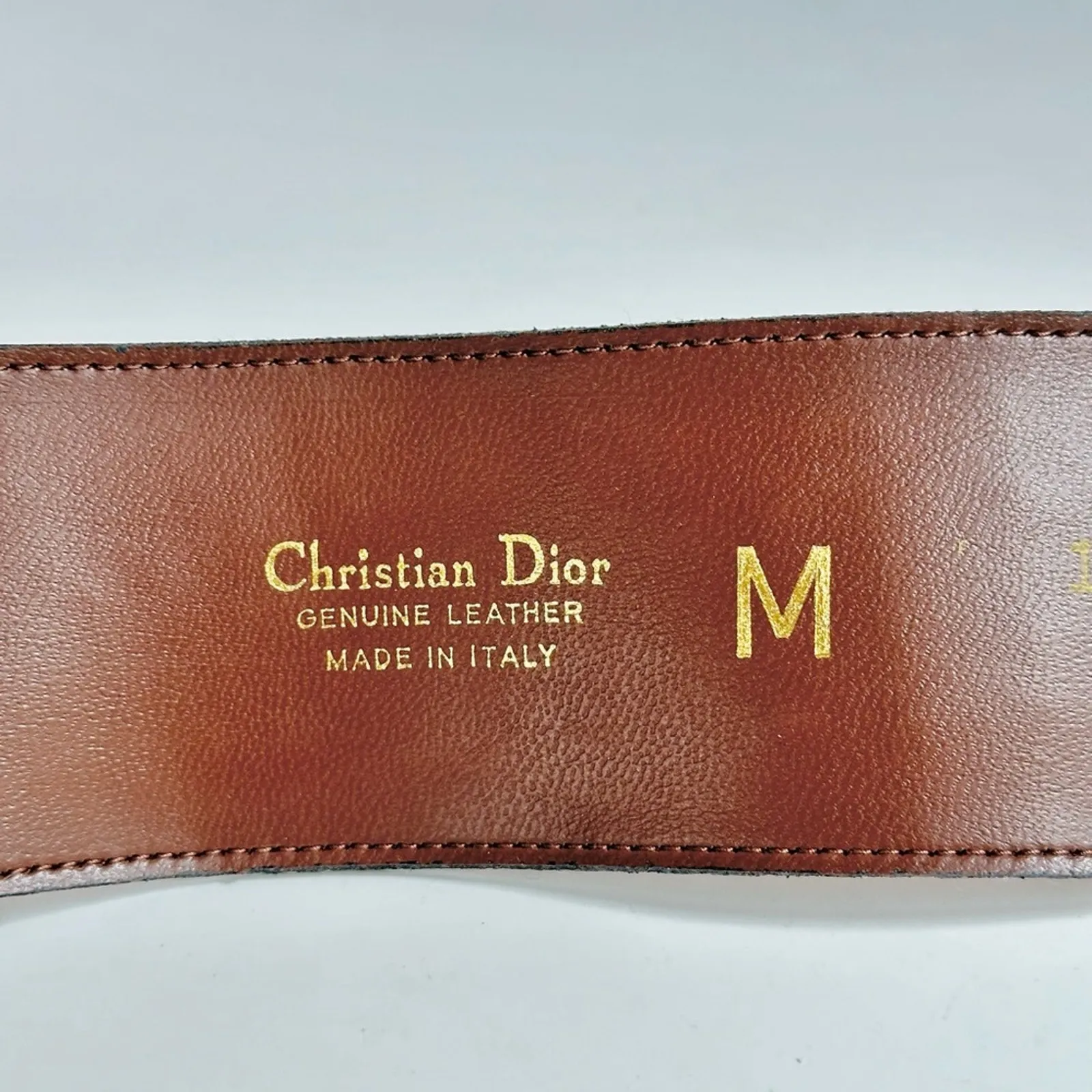 Vintage Mid 90’s Christian Dior Brown Wide Band Croc Leather Belt - Image 5