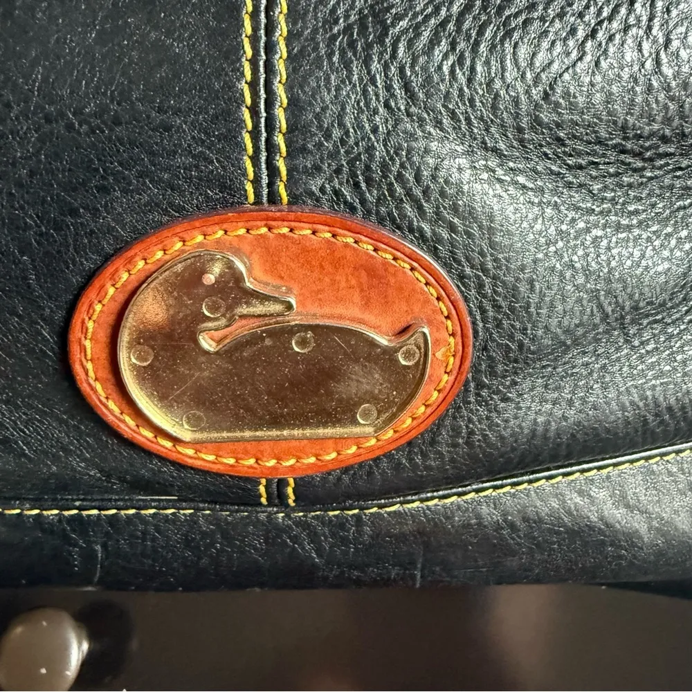 DOONEY & BOURKE Champosa Black Brown Pebbled Leather Satchel Handbag XL - Image 9