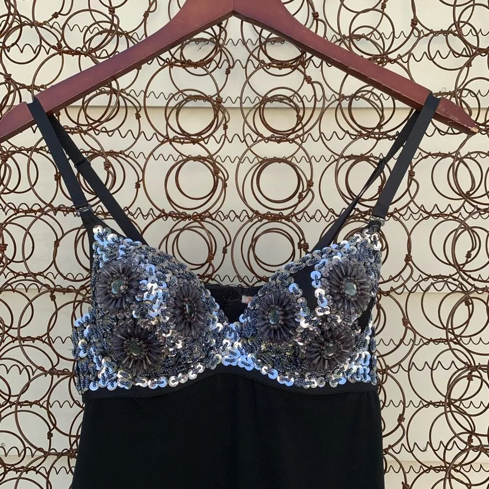 Vintage 90s Muzzanghee starburst beaded negligee Black Size M - Image 2