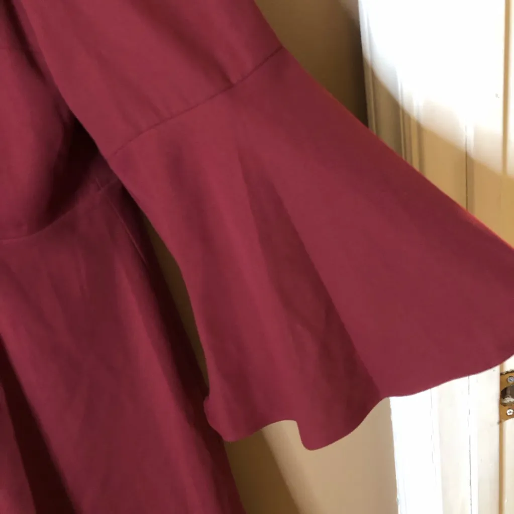 H By Halston Bell Sleeve Dress Burgundy Red Size‎ 12 - Image 7