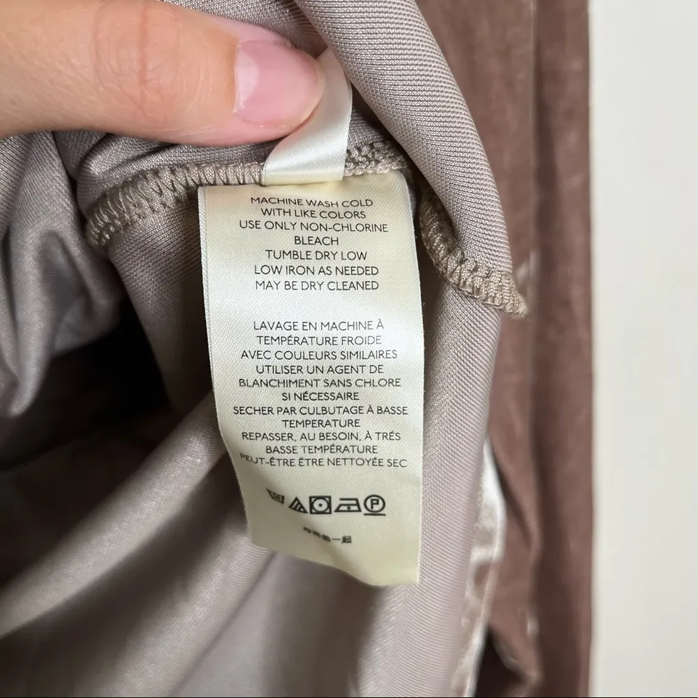 Free People Perfect Date Top Taupe Stone Long Sleeve Velvet Blouse Size M - Image 9