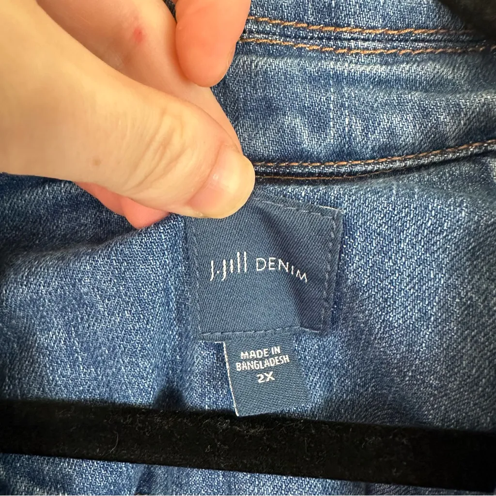 J. Jill Denim | Classic Blue Jean Jacket Button Front Size 2X - Image 4