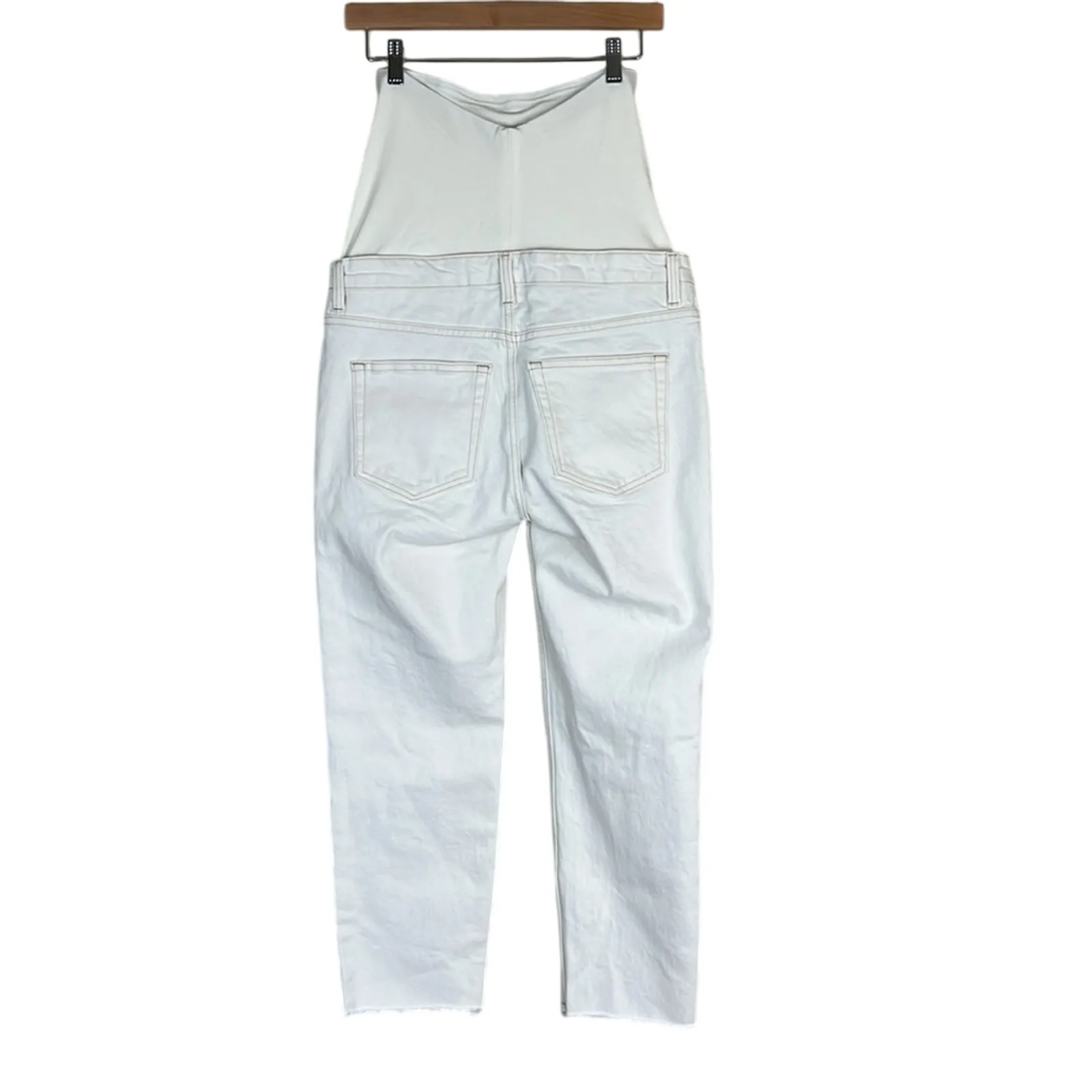 NWT Topshop Maternity Jeans Womens 26 Cream Straight Raw Hem Neutral Minimalist - Image 4