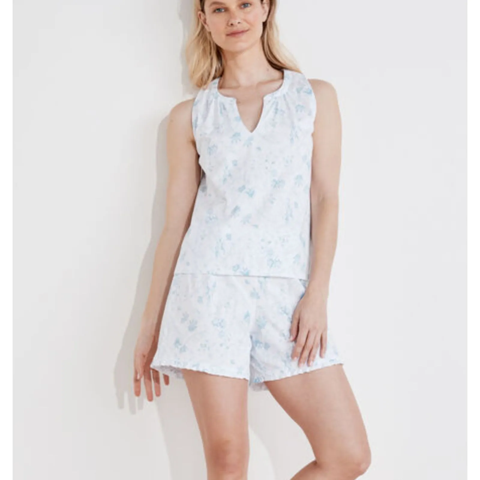 HAVEN WELL WITHIN‎ Jersey Bluebell Floral Pajama Set Small White - Image 2