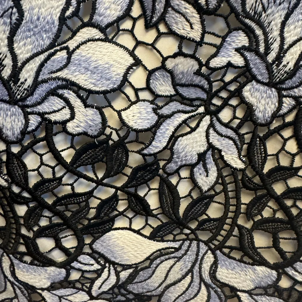 ANTONIO MELANI Black and White Floral Lace Midi Skirt - Image 2