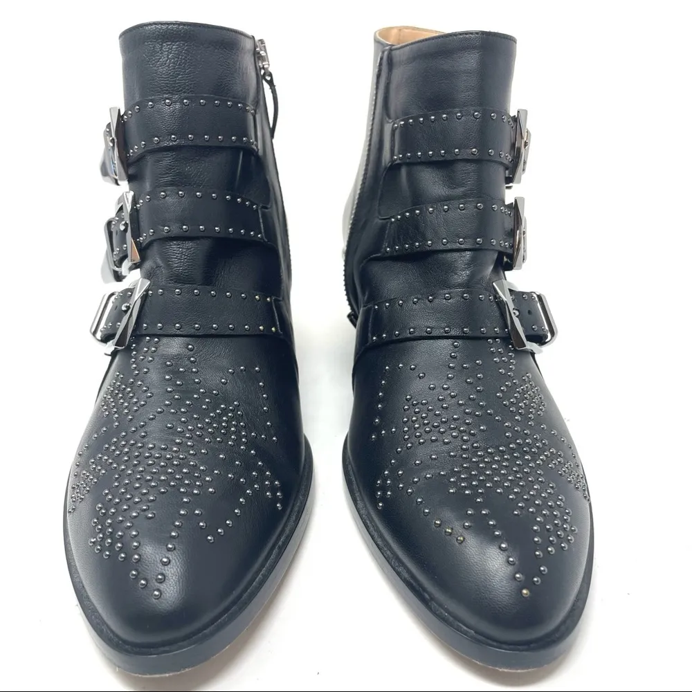 CHLOE Susanna black leather booties, made in Italy, size 39.5 - Image 4