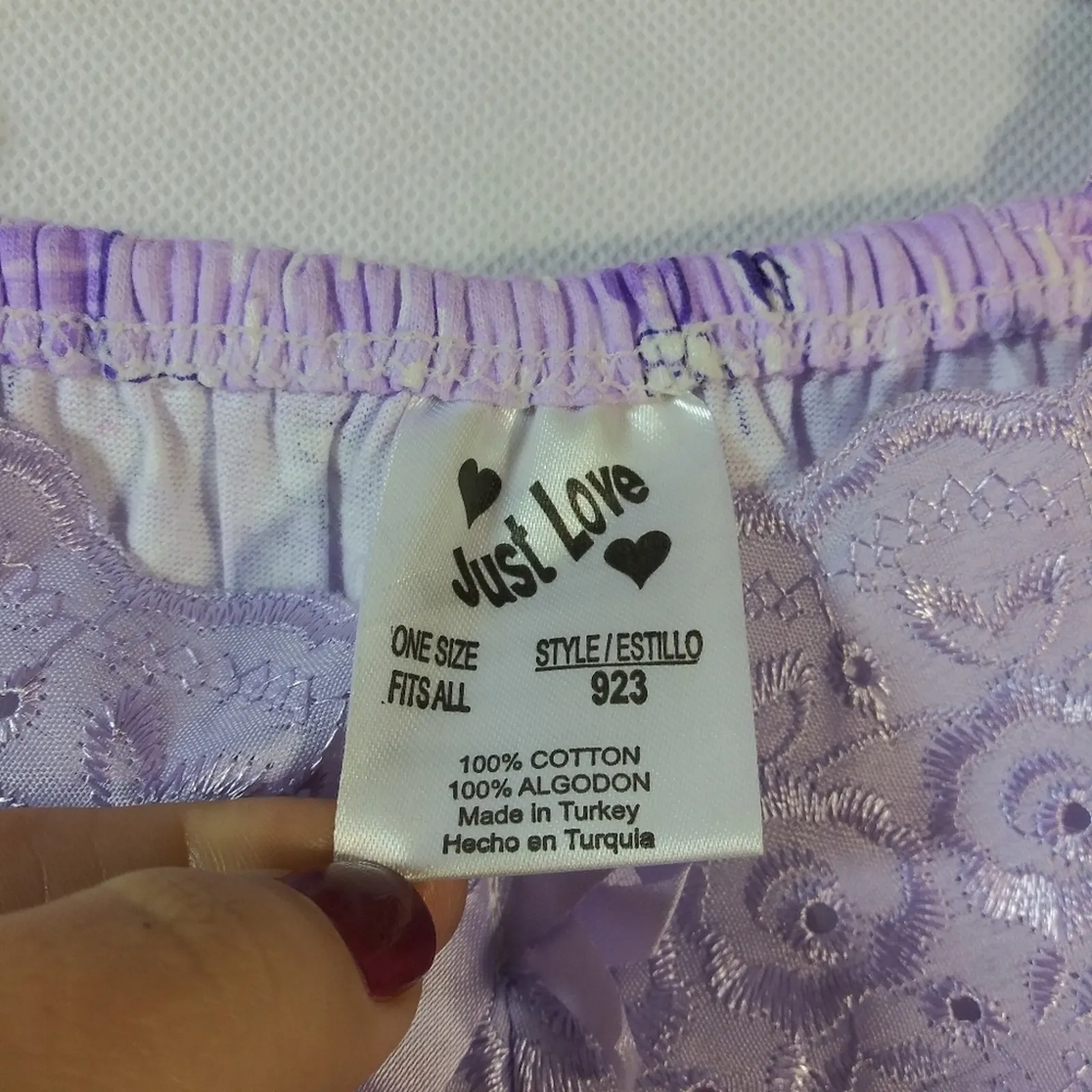 Vintage Just Love Purple Floral Cotton Lace Nightgown Sleeveless Size M - Image 6
