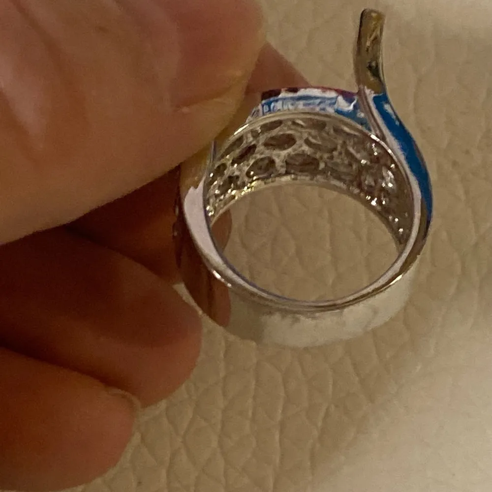 Silver Tone Faux Stone Women's Ring Size 7 - Image 7