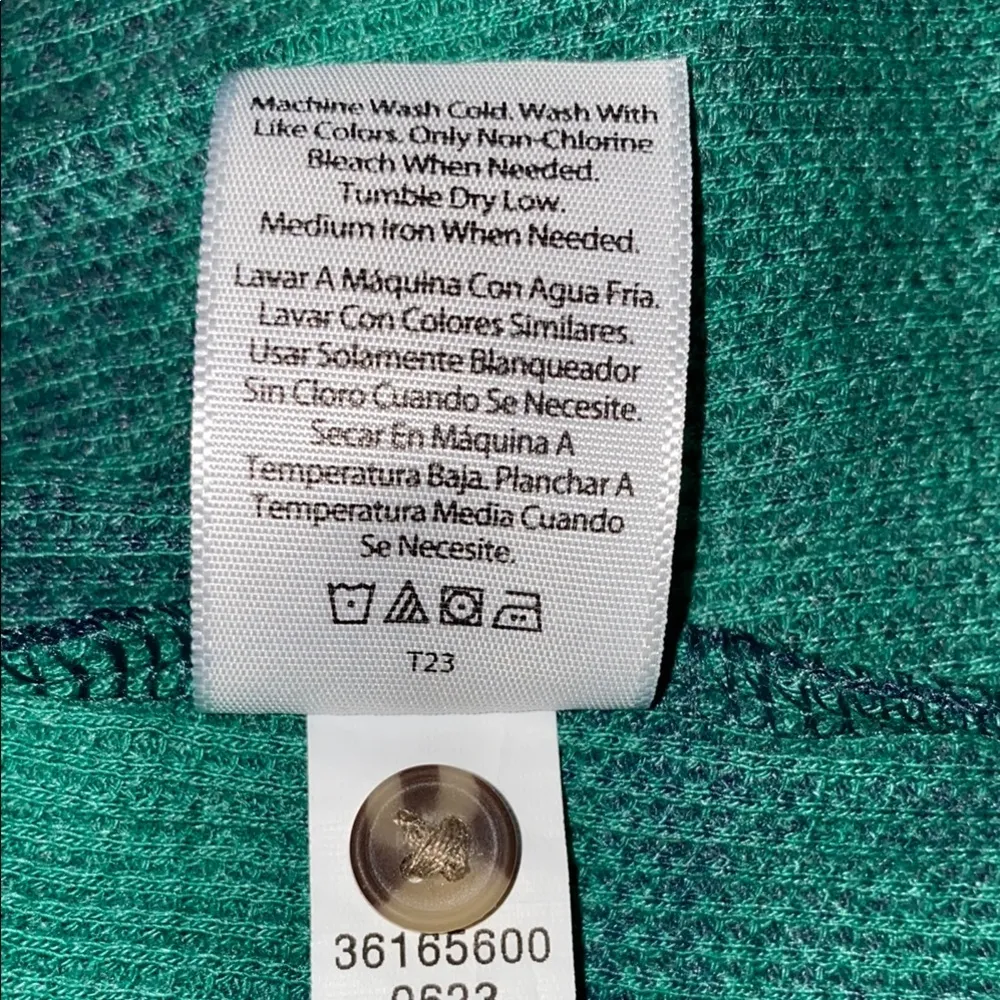 TERRA & SKY henley long sleeve waffle thermal pullover green blue top size 14W - Image 10