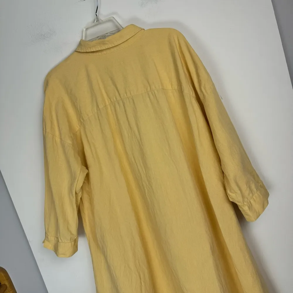 J. Jill Pure Jill 100% Linen Pale Yellow Button Down Shirt Dress Sz XL Petite - Image 12