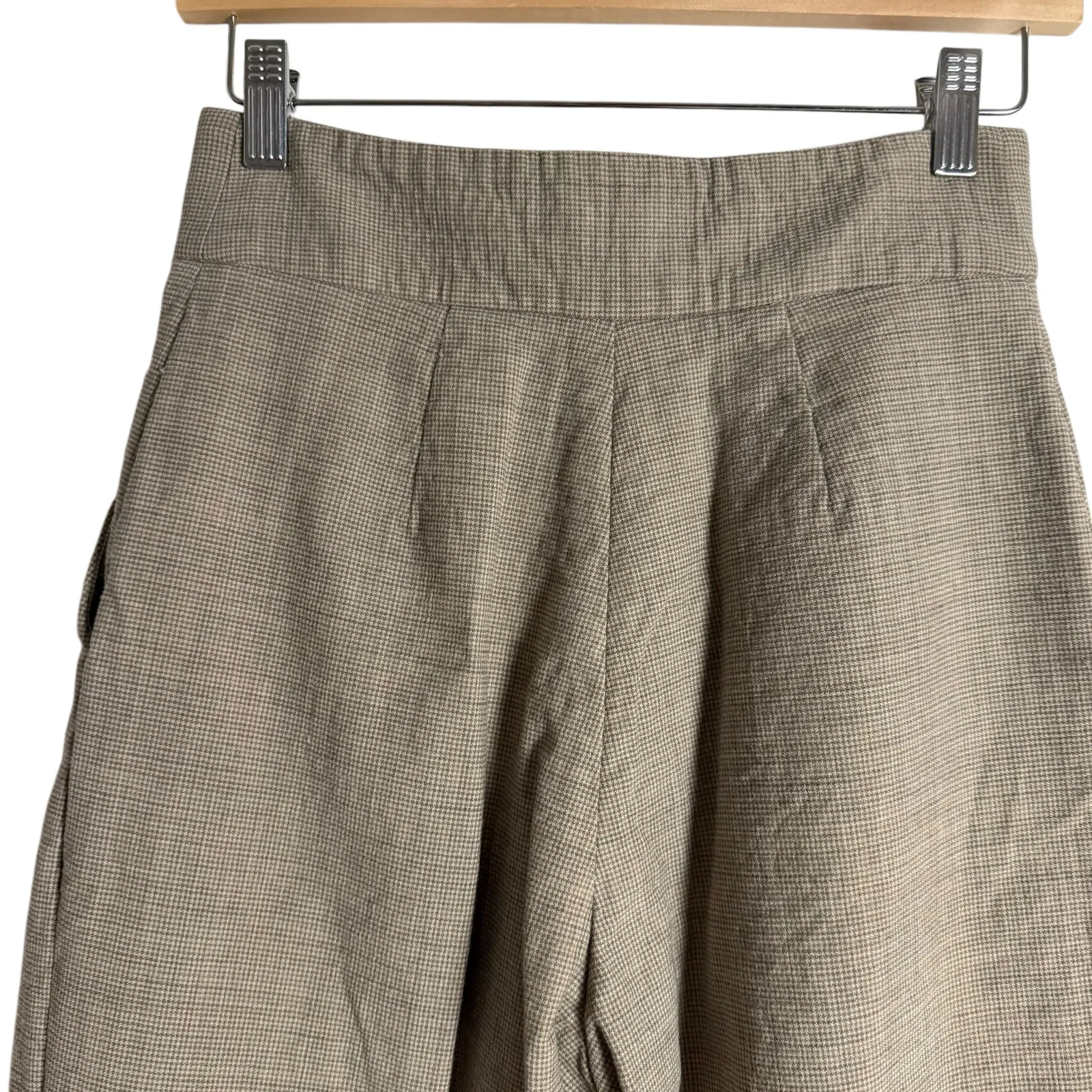 Rachel Comey Tan Houndstooth Wool High Rise Tapered Pants Size Small - Image 7