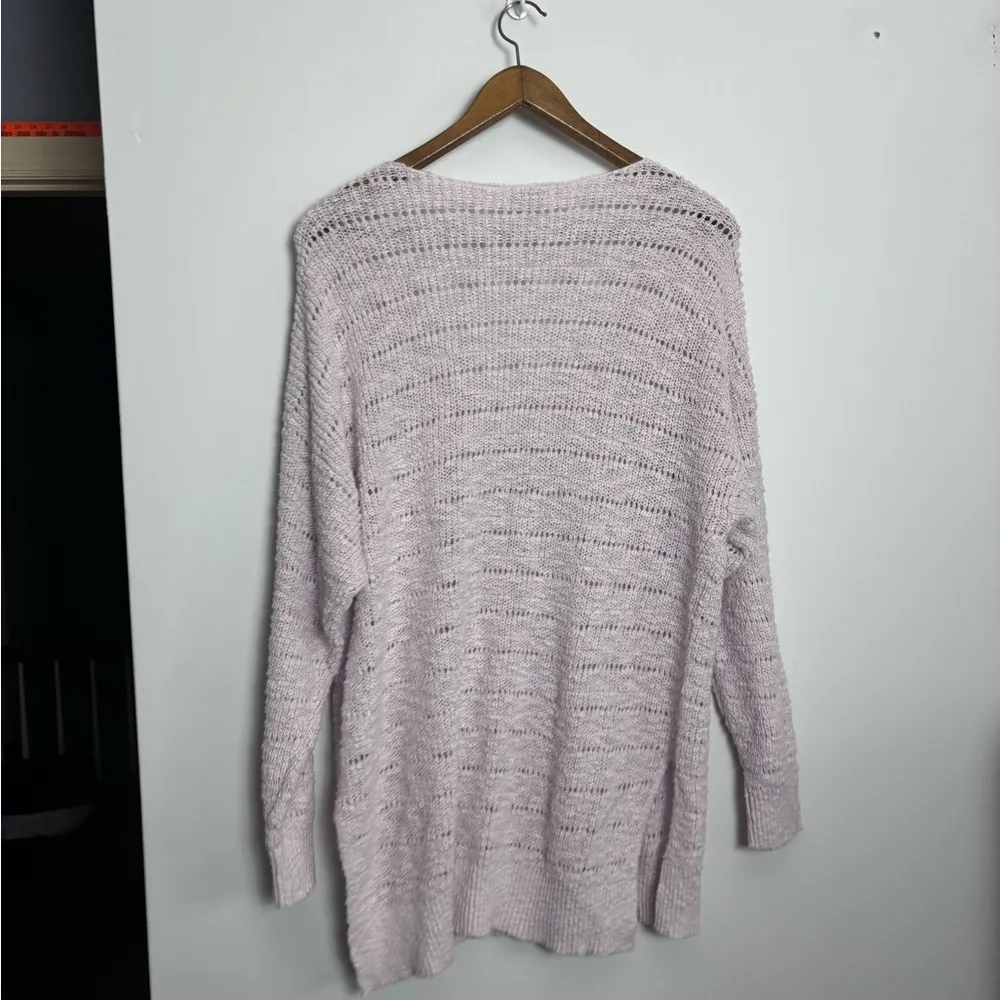 American Eagle Open Knit Crochet Side Split Hem Beachy Boho Long Sleeve Sweater - Image 8