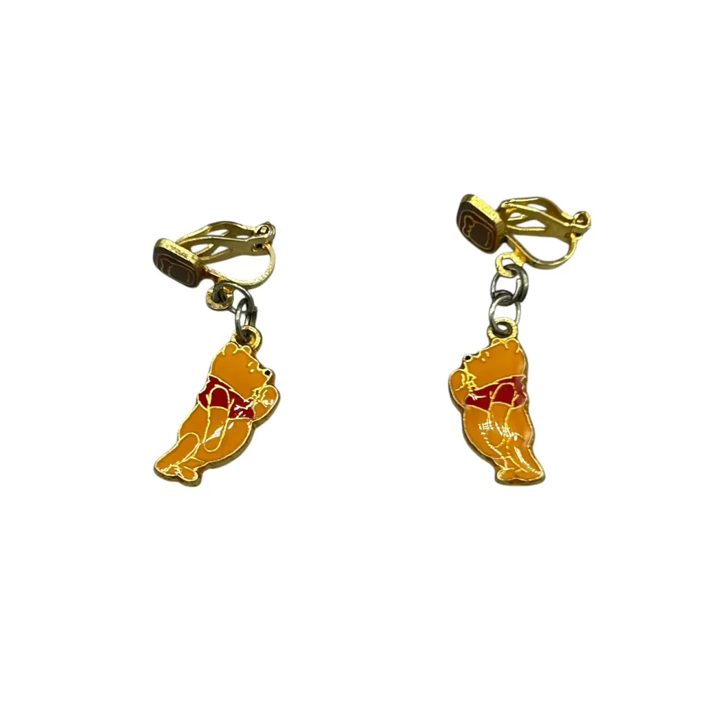 Vintage Disney Winnie the Pooh Enamel Clip Earrings - Image 2