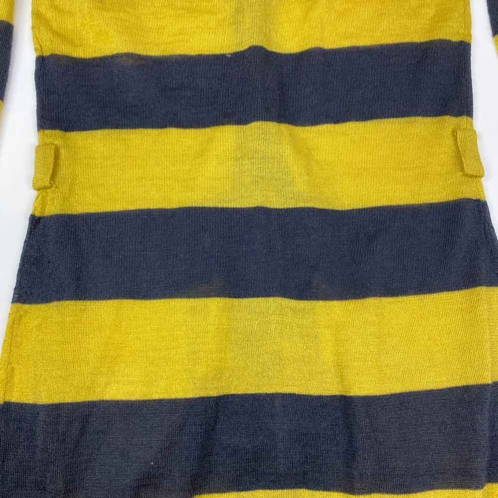 Vertigo Mustard Navy V-Neck Striped Open Front Cardigan L juniors NWOT - Image 7