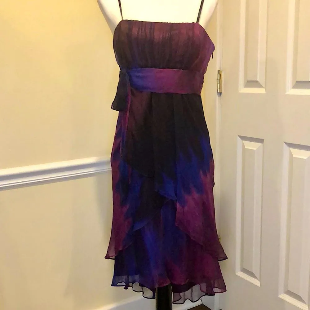 LAUNDRY SHELLI SEGAL Purple Silk Dress With Gentle Darting & Layers Sz 10 NWT - Image 11