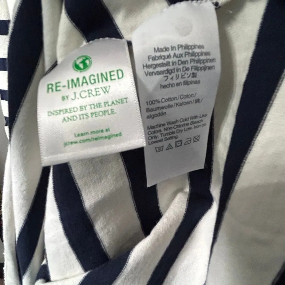 J. Crew Women's Navy Blue White Striped Knit Midi Dress Nautical Prep Size Med - Image 10