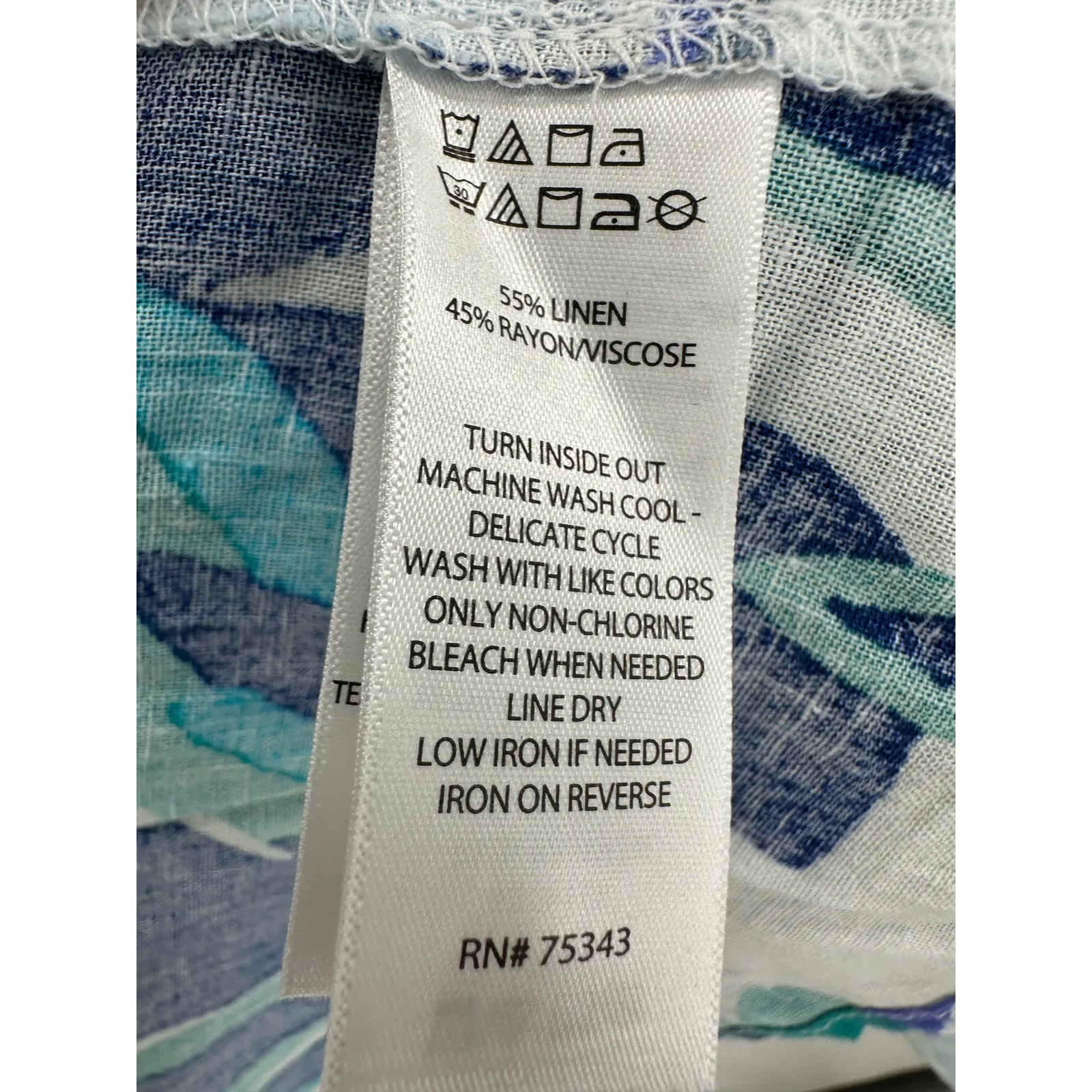 C&C California Womens Blue Tropical Mini Dress Size M Linen Blend Boho Resort - Image 7