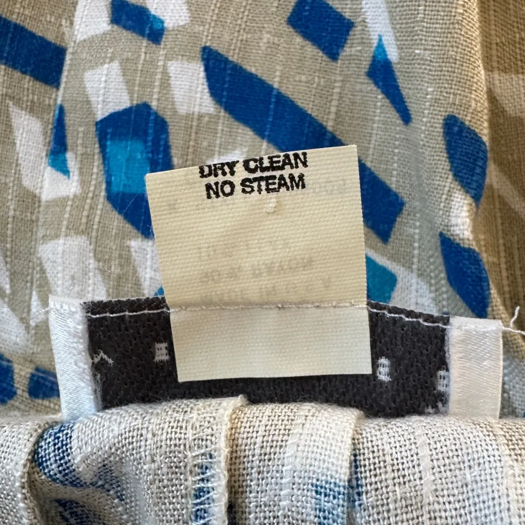 Vintage ‘90s Melrose Blue, White & Tan Abstract Print Midi Skirt Blue - Image 9