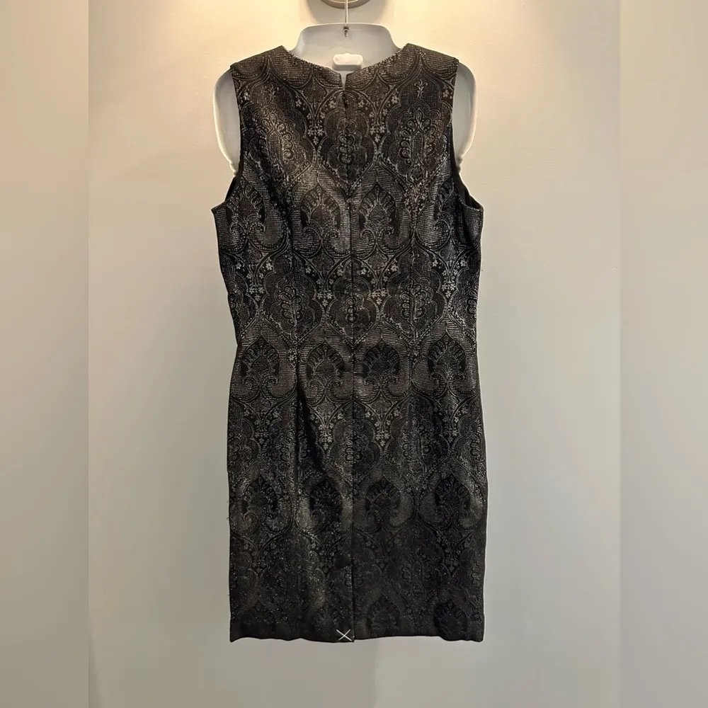 J. MCLAUGHLIN Belinda Sheath Dress Zahara Jacquared Black Champagne size 6 NWT - Image 7