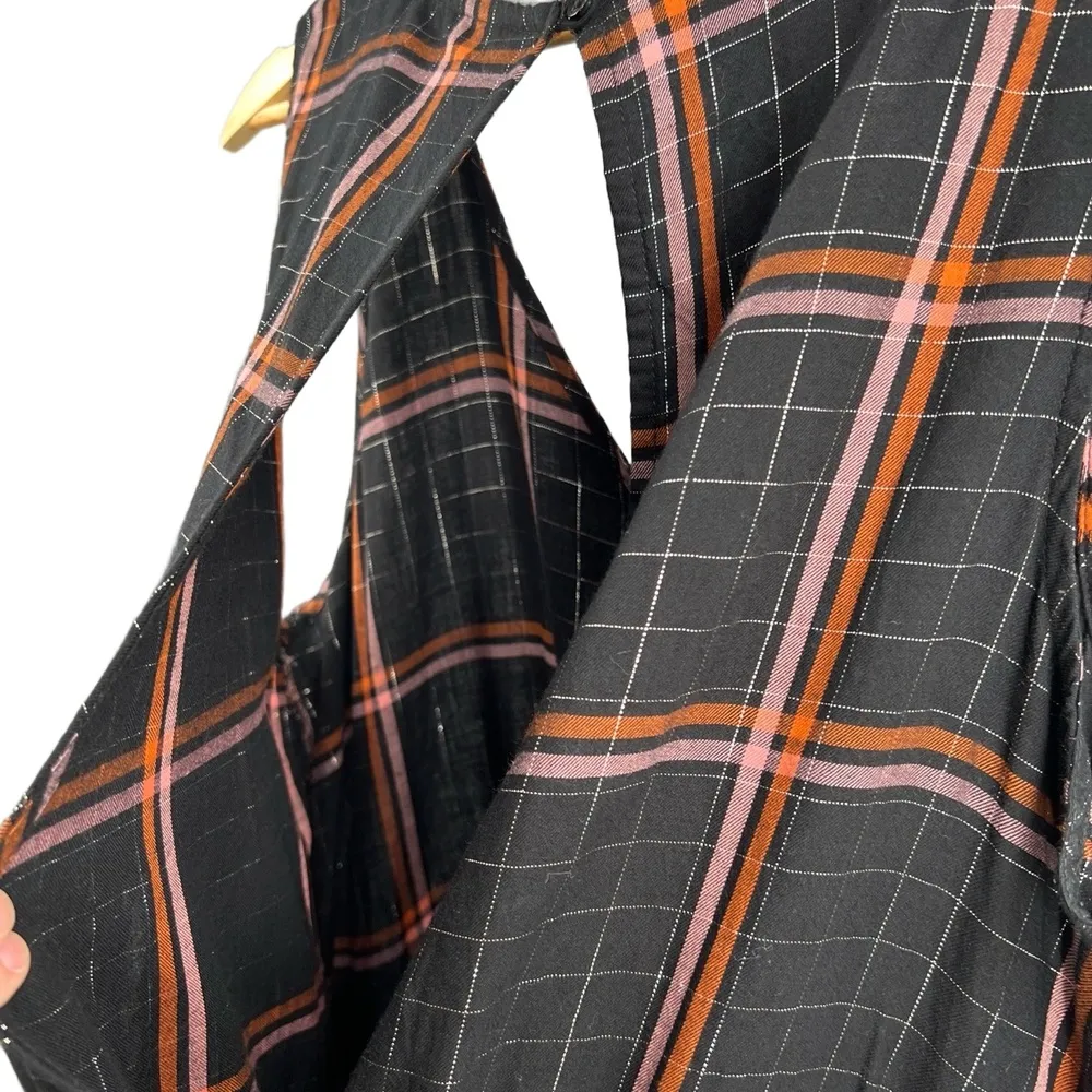 Old Navy Jumpsuit Black Plaid Metallic Crossover Pockets Sleeveless Extra Large - Image 6