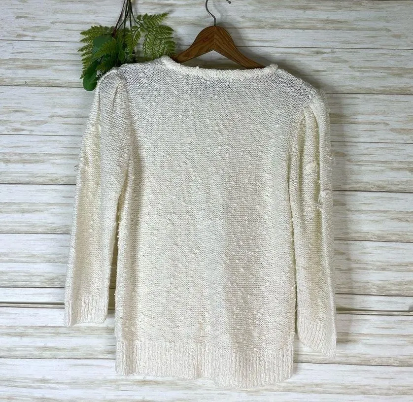 Vintage ivory cherry open knit sweater Size L - Image 5