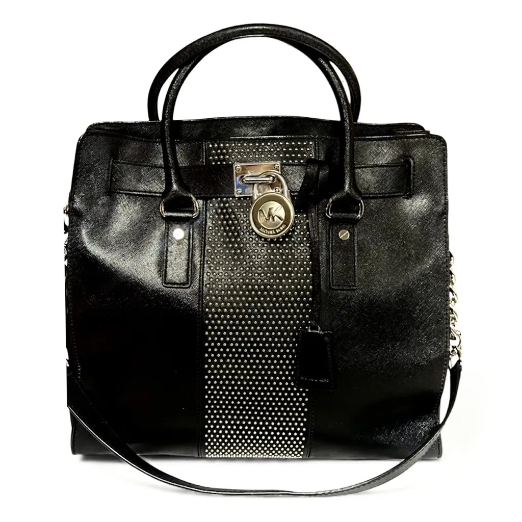 Michael Kors Hamilton Microstud Leather Satchel Handbag Ret $450 Edgy Citycore - Image 5