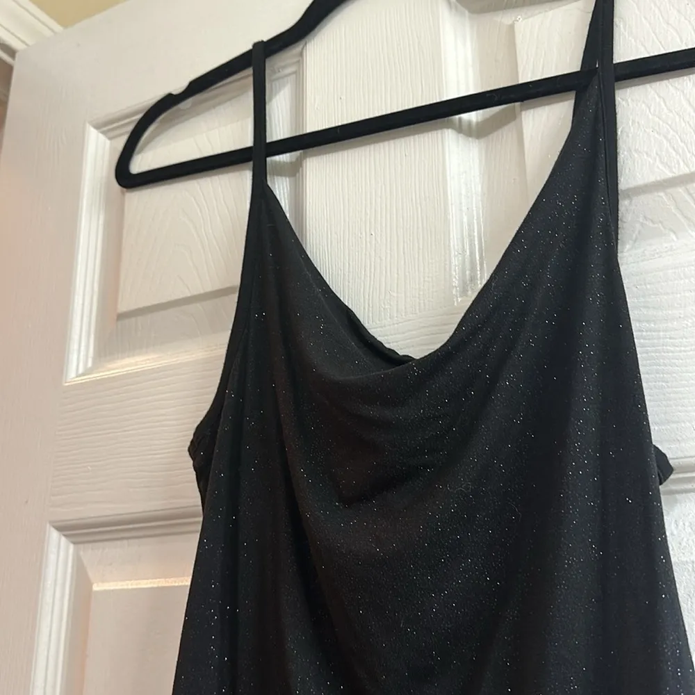 Cowl Neck Black Shimmer Tank Top - Image 7