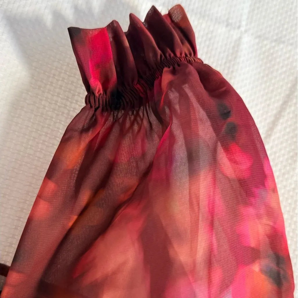 Steve Madden Floral Blouse - Burgundy and Pink | Size S - Image 6