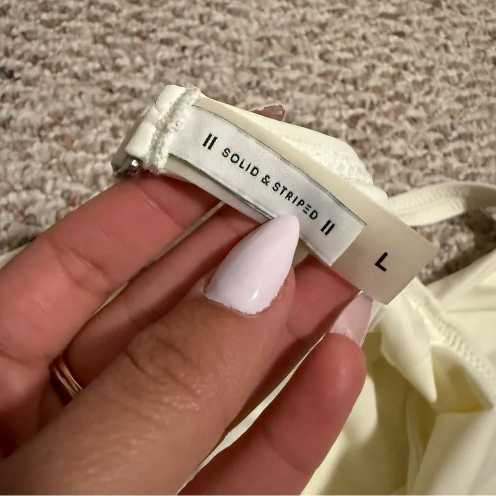 Solid & Striped Bailey Knotted Cutout One Piece Swimsuit Cream/White- Size Large - Image 6