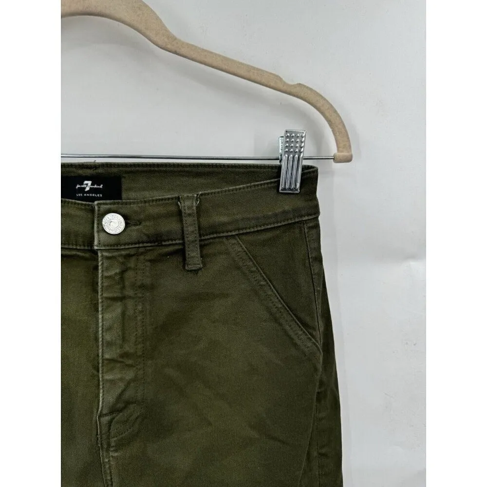 7‎ For All Mankind Armycoated Cargo Pant Women 29 Green Zip Ankle Grunge Skinny - Image 3