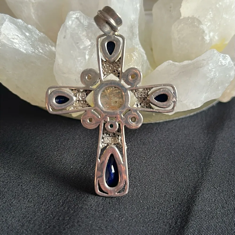 Nicky Butler NWOT labradorite & lapis lazuli cross pendant in 925 sterling Blue - Image 2