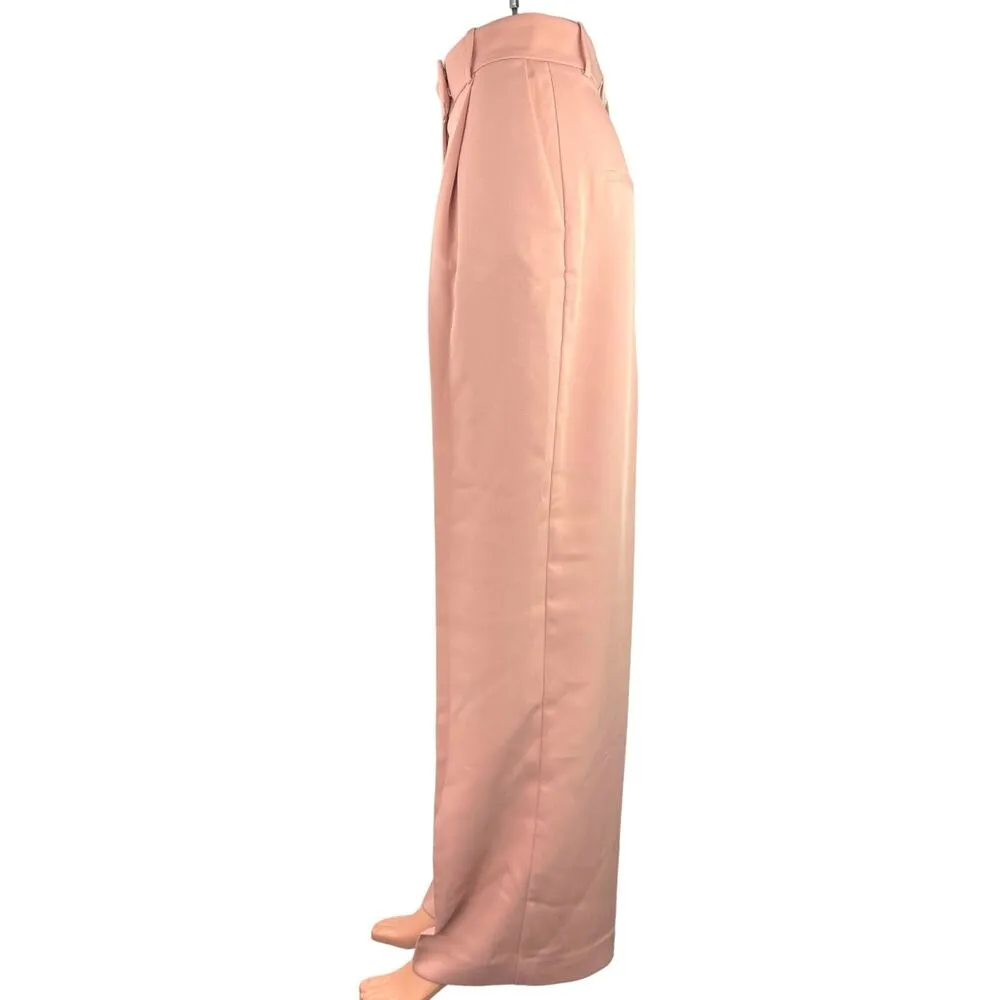 NEW Mango Pink High Rise Front Pleated Business Career Wide Leg Dress Pants 2 - Image 2