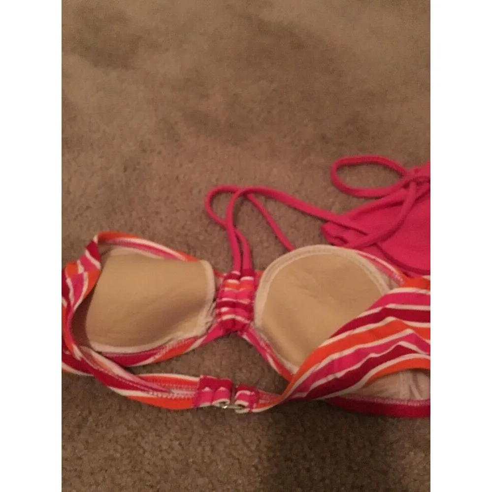 Isaac Mizrahi Women's 2-Piece Swim Skirt & Top Set Size Medium Striped Pink - Image 4